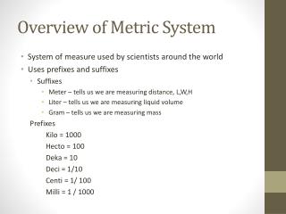 Overview of Metric System