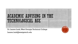 Academic Advising in the Technological Age