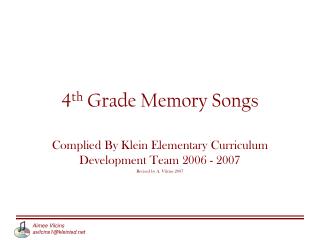4 th Grade Memory Songs