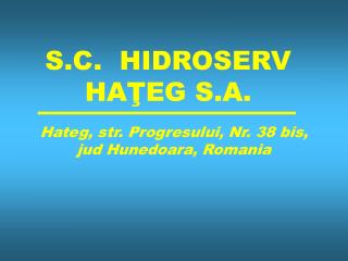S.C. HIDROSERV HA Ţ EG S.A.