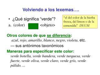 Volviendo a los lexemas….