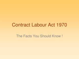 Contract Labour Act 1970