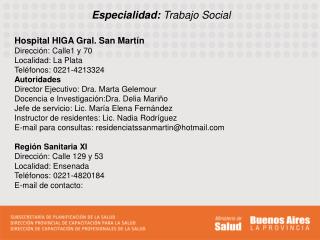 Especialidad: Trabajo Social