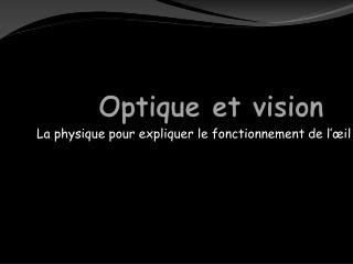 Optique et vision