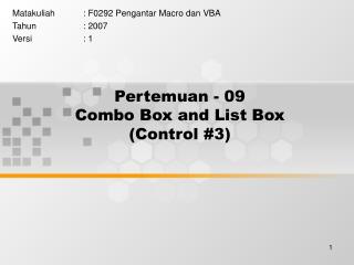 Pertemuan - 09 Combo Box and List Box (Control #3)