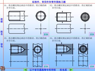 02 、找出螺纹规定画法中的错误，将正确的画 在空白处。