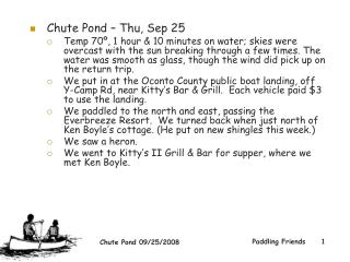 Chute Pond – Thu, Sep 25