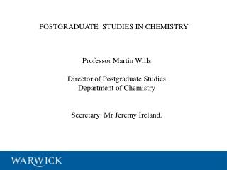 POSTGRADUATE STUDIES IN CHEMISTRY