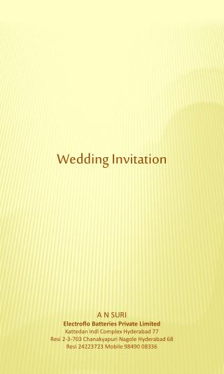 Wedding Invitation A N SURI Electroflo Batteries Private Limited