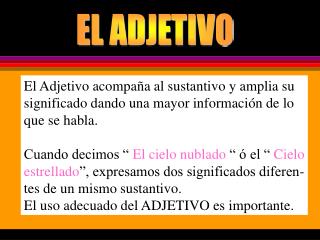 EL ADJETIVO