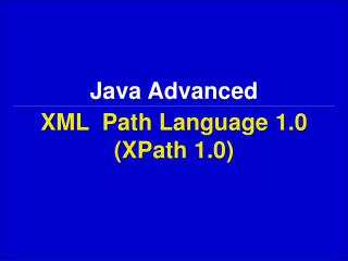 XML Path Language 1.0 (XPath 1.0)