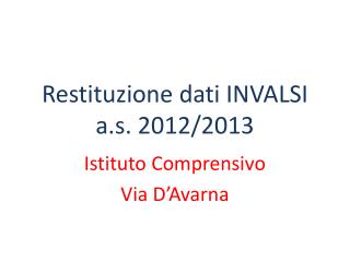 Restituzione dati INVALSI a.s. 2012/2013