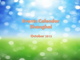 Events Calendar Shanghai