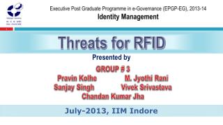 Executive Post Graduate Programme in e-Governance (EPGP-EG), 2013-14 Identity Management