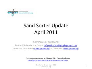 Sand Sorter Update April 2011