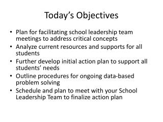 Today’s Objectives