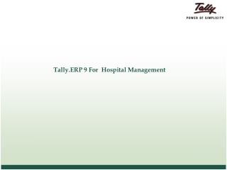 Tally.ERP 9 For Hospital Management
