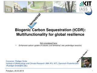 Biogenic Carbon Sequestration ( tCDR ): Multifunctionality for global resilience