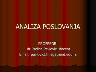 ANALIZA POSLOVANJA