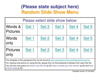 (Please state subject here) Random Slide Show Menu