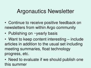 Argonautics Newsletter