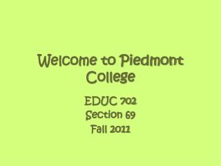 Welcome to Piedmont College