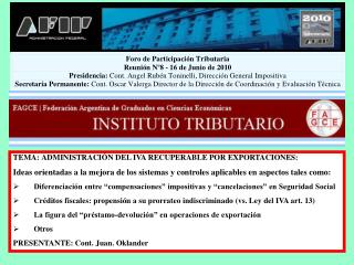 TEMA: ADMINISTRACIÓN DEL IVA RECUPERABLE POR EXPORTACIONES: