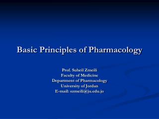 Basic Principles of Pharmacology