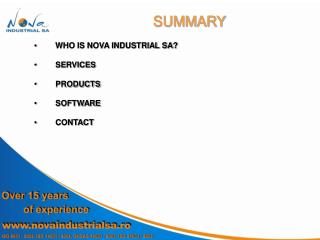 WHO IS NOVA INDUSTRIAL SA? SERVICES PRODUCTS SOFTWARE CONTACT