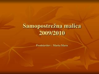 Samopostrežna malica 2009/2010 Predstavitev : Marta Marn