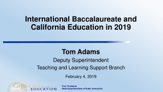 International Baccalaureate and California Education in 2019