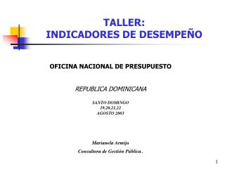 TALLER: INDICADORES DE DESEMPEÑO