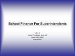 School Finance For Superintendents