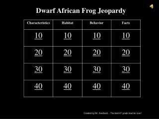 Dwarf African Frog Jeopardy