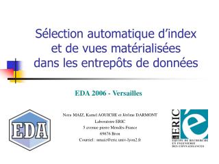 Sélection automatique d’index et de vues matérialisées dans les entrepôts de données