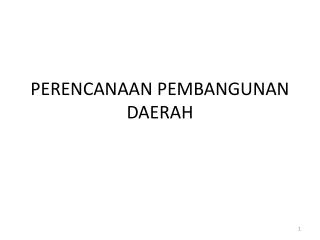 PERENCANAAN PEMBANGUNAN DAERAH