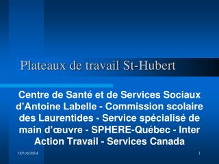 Plateaux de travail St-Hubert