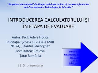 INTRODUCEREA CALCULATORULUI ŞI ÎN ETAPA DE EVALUARE