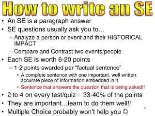 An SE is a paragraph answer SE questions usually ask you to…