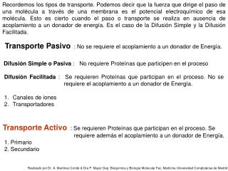 Difusión Simple o Pasiva : No requiere Proteínas que participen en el proceso