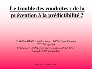 Le trouble des conduites : de la prévention à la prédictibilité ?