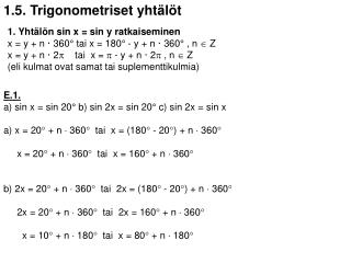 1.5. Trigonometriset yhtälöt