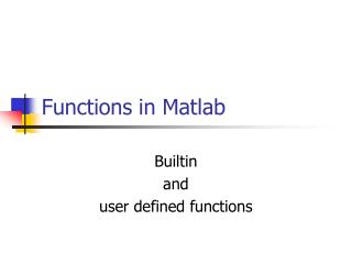 Functions in Matlab