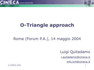 O-Triangle approach Roma (Forum P.A.), 14 maggio 2004 Luigi Quitadamo l.quitadamo@cineca.it