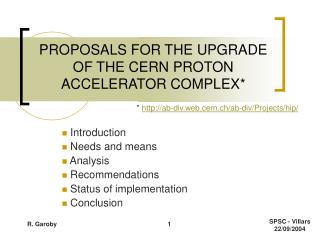 PROPOSALS FOR THE UPGRADE OF THE CERN PROTON ACCELERATOR COMPLEX*