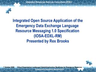 Start Page of EDXL-RM Sample Implementation: EDXL-DE