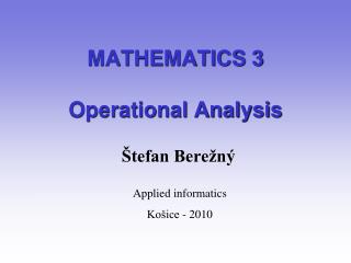 MATHEMATICS 3 Operational Analysis