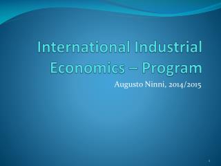 International Industrial Economics – Program