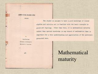 Mathematical maturity