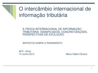 O intercâmbio internacional de informação tributária